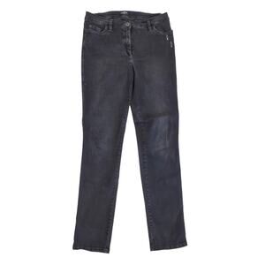 MICHELE Black Stretch Denim Skinny Jeans Dark Rhinestone Detail Size 10 Casual